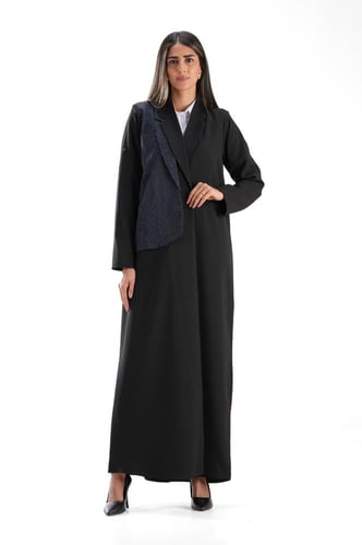 عباية بليزر سوداء كريب بتدخيلة جاكار - Lisa III