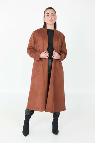 كوت بني شتوي بقماش الشمواه - Patricia