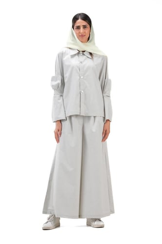 بلوزة مع بنطلون رمادي صيفية قطن - Sea shell armor