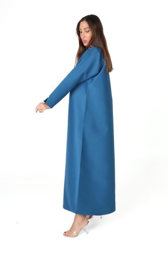 عباية تركواز تفته فاخرة مزينة بزرار ذهبي - Faina