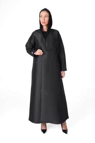 عباية سوداء تفته فاخرة مزينة بزرار - Faina