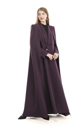 عباية بنفسجية كريب مع كيب منفصل - FANCY CAPE