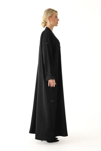 عباية سوداء فاخرة كريب مطرزة بتطريز فاخر - Crystal