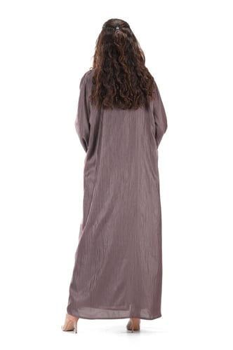 عباية بني شيفون مع فستان بتطريز مميز - Rosen