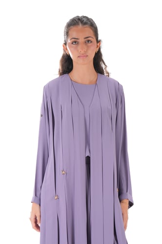 عباية موف بقصات مميزة مع بلوزة وتنورة - نيلان