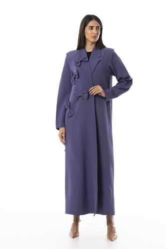 عباية بليزر بنفسجي فاتح كريب مزينة بفيونكات - Bow