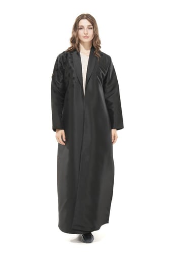 عباية سوداء تفته فاخرة مطرزة بالخرز الأسود - Lara