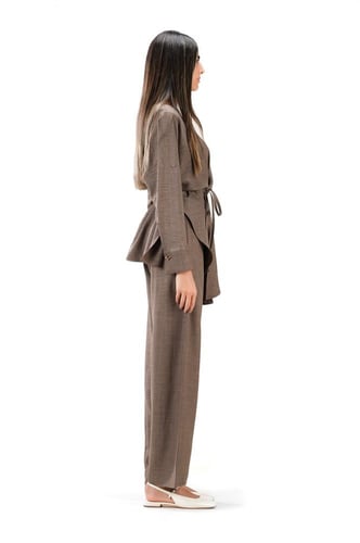 بلوزة مع بنطلون بني صيفي عملي وراقي - Ayar