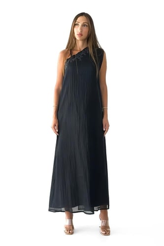 عباية سوداء شيفون صيفية مع فستان بنقشات مميزة - Ma...