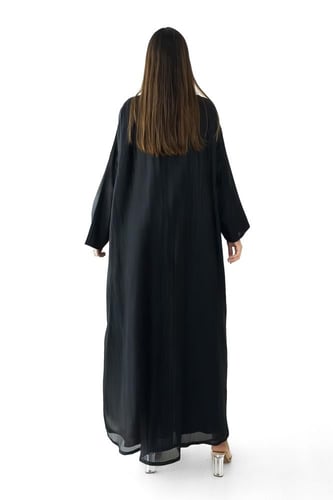 عباية سوداء شيفون صيفية مع فستان بنقشات مميزة - Ma...