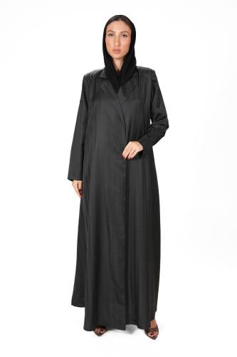 عباية بليزر سوداء جاكار خفيف بتصميم عملي