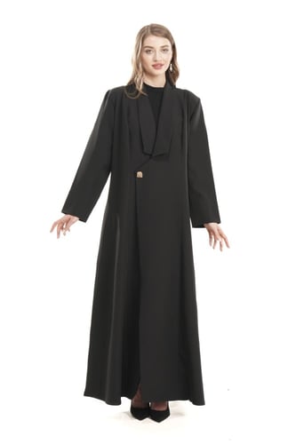 عباية سوداء كريب مع كيب منفصل - FANCY CAPE