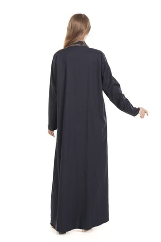 عباية كحلية لينن بأزارير ذهبية - GOLDEN