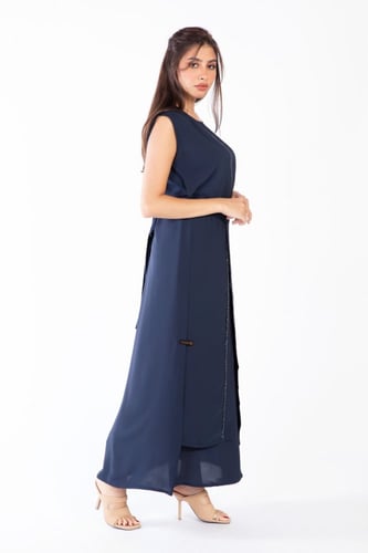 فستان كحلي مطرز بالخرز - Saly V