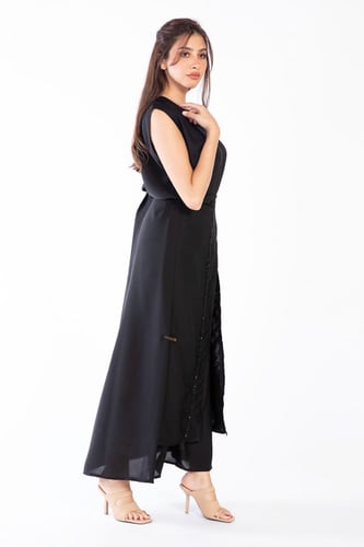 فستان أسود مطرز بالخرز - Saly V