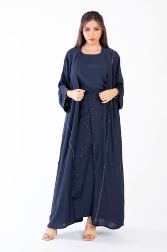 عباية كحلي مطرزة بالخرز - Saly V