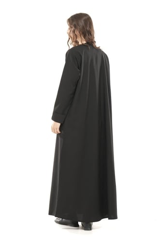 عباية سوداء كريب كاجوال بأكمام رسمية - Golden Butt...