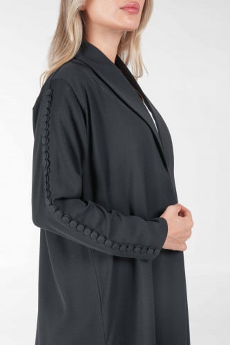 عباية سوداء كاجوال بأزارير على الكم - كريزيا III