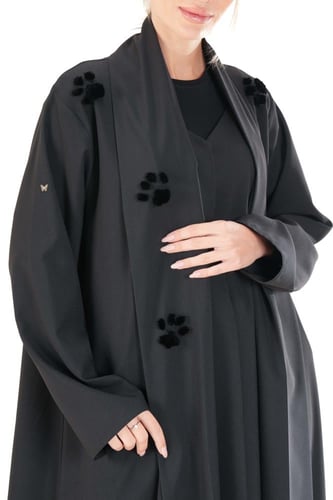 عباية سوداء كريب بطبقتين متصله