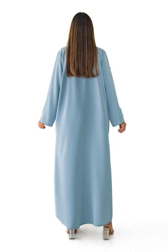 عباية سماوي كريب بتطريز مع فستان - Aria