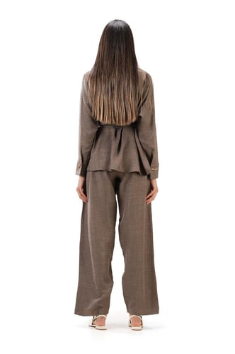 بلوزة مع بنطلون بني صيفي عملي وراقي - Ayar