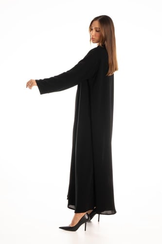 عباية سوداء انيقة بتطريز ناعم - Bina