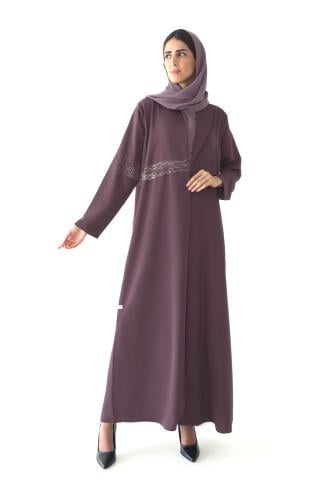عباية بليزر بنفسجي كريب بتطريز يدوي - POLA