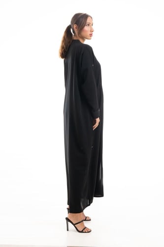 عباية سوداء سادة عملية بأكمام رسمية - Queen of Bla...