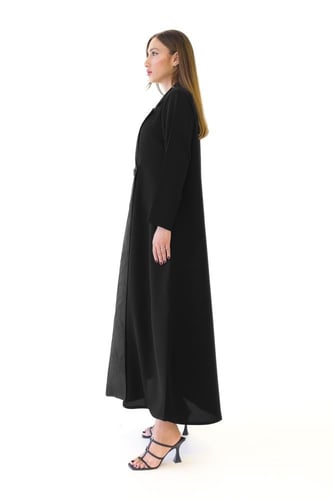 عباية بليزر سوداء كريب بتدخيلة جاكار مشجر