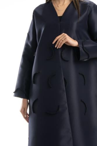 عباية كحلي تفته فاخرة مطرزة بالخرز - Half Moon