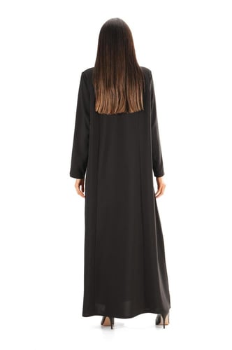 عباية بليزر سوداء كريب بتدخيلة جاكار - Lisa