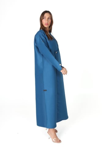 عباية تركواز تفته فاخرة مزينة بزرار ذهبي - Faina