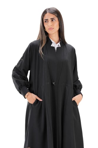 عباية سوداء يومية بجيوب جانبية - Business style