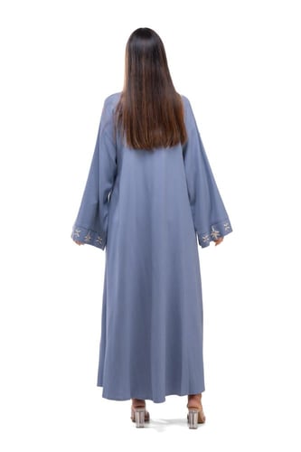 عباية سماوي صيفية مطرزة بربطة جانبية - Kimono