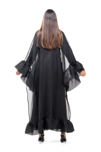 عباية سوداء اورقنزا فاخرة مع فستان - Ruffles