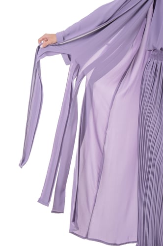 عباية موف بقصات مميزة مع بلوزة وتنورة - نيلان