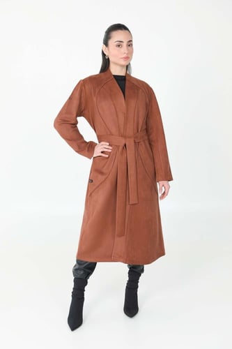 كوت بني شتوي بقماش الشمواه - Patricia