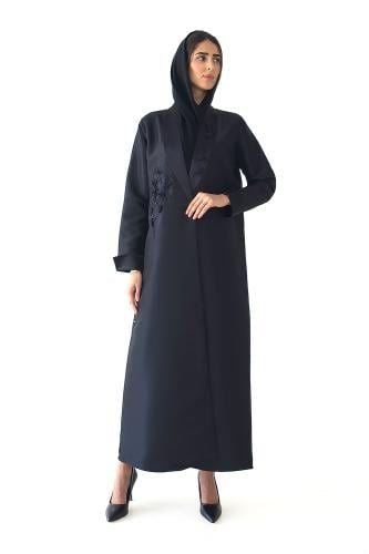عباية بليزر سوداء تفته مطرزة تطريز ناعم - Rosabell...