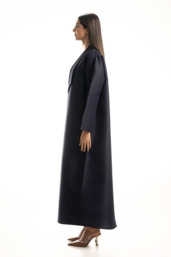 عباية وفستان كحلي مطرزة بتطريز كحلي - Elegant