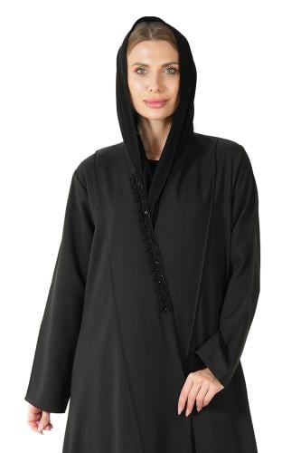 عباية سوداء فاخرة مطرزة بالخرز والخيوط - Sina II
