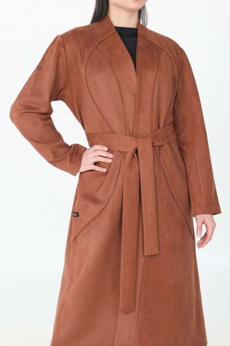 كوت بني شتوي بقماش الشمواه - Patricia