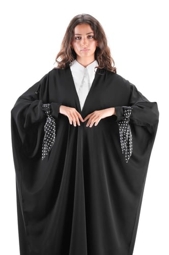 عباية بشت سوداء بشرائط منقطة - Dotted