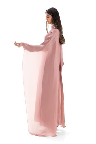 عباية وردي مقفلة فاخرة بوشاح ثابت - Marina II