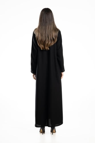 عباية سوداء كريب سادة بقصة مغربي بجيوب مخفية - Que...