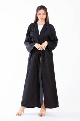 عباية سوداء مطرزة بالخرز - Saly V