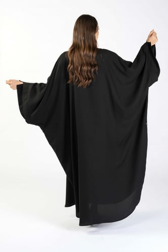 عباية سوداء بشت بتطريز على الاكمام - Verona II