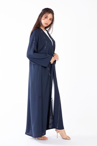 عباية كحلي مطرزة بالخرز - Saly V