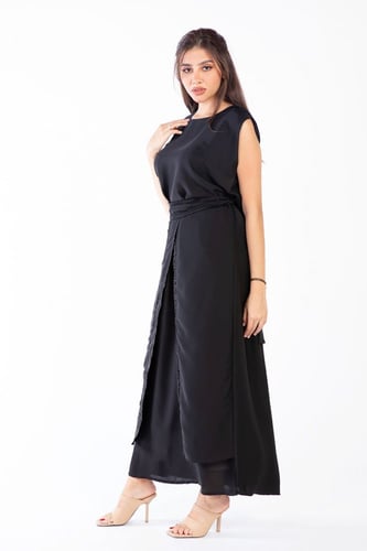 فستان أسود مطرز بالخرز - Saly V