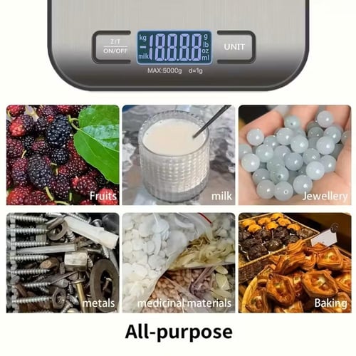 ميزان مطبخ رقمي دقيق 5 كجم مع شاشة LCD كبيرة - من...