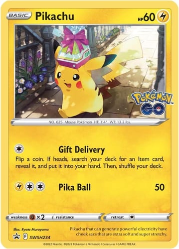 Pokémon TCG: GO Tin - Pikachu (2 Foil Cards & 4 Bo...